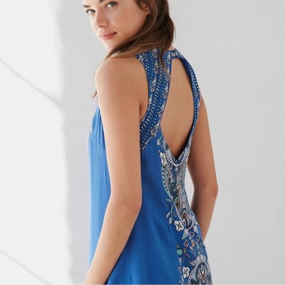 URBAN OUTFITTERS ECOTE GUINEVERA BLUE BACK-LEES MINI DRESS PAISLEY MINI DRESS - Picture 11 of 16